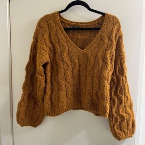 Volcom Bingable Cable Bronze Golden Yellow Knit Sweater